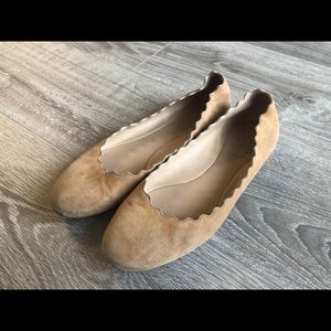 Chloe Lauren Ballerina Flats in Suede Tan